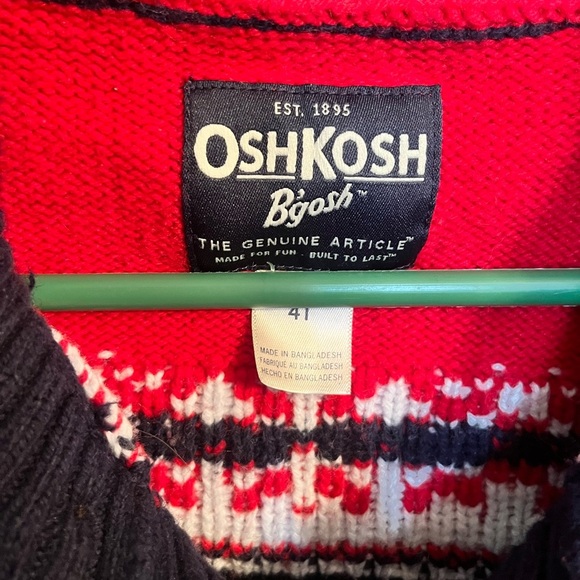 OshKosh B'gosh Boy's 4T Red White & Blue Nordic Cardigan Sweater - Picture 2 of 3